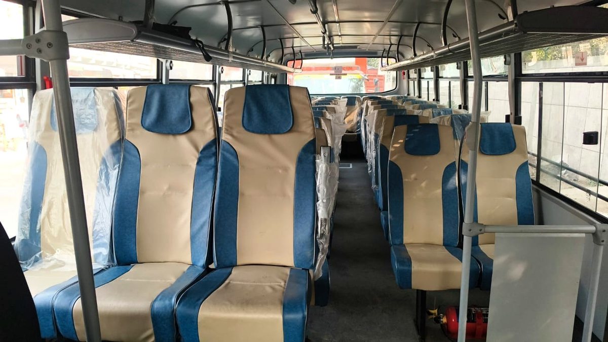 Bus interior prepared for a school picnic group in Delhi NCR